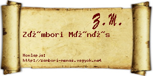 Zámbori Ménás névjegykártya